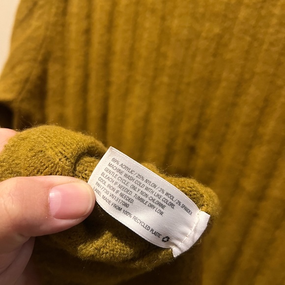 Women's Long Sleeve Rib-Knit Sweater Dress-Olive, L - Picture 7 of 8